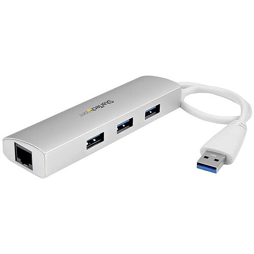 StarTech.com Hub USB 3.0 portable à 3 ports avec Gigabit Ethernet