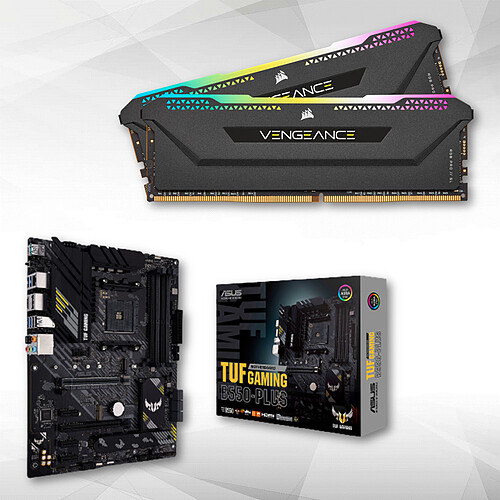 Corsair Vengeance RGB PRO SL - 2 x 8 Go - DDR4 3600 MHz C18 - Noir + AMD B550-PLUS TUF GAMING - ATX