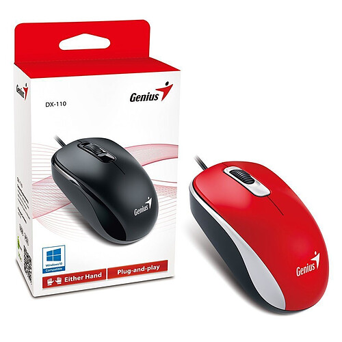 SOURIS GENIUS DX-110 ROUGE1000DPI FILAIRE OPTIQUE USB PC