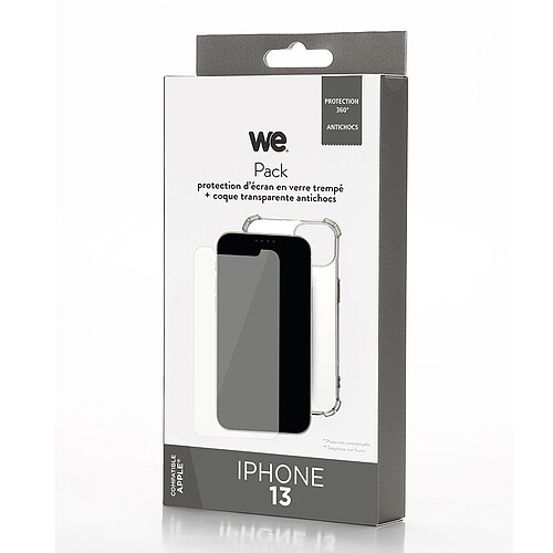 WE PACK verre trempé et coque de protection transparente IPHONE 13: 1 Verre trempé dureté 9H Glass + 1 Coque de protection TPU Transparent