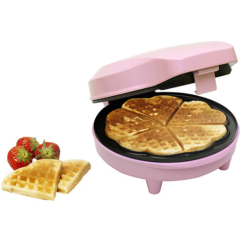 Bestron ''Gaufrier petits coeurs 700W  en rose clair''