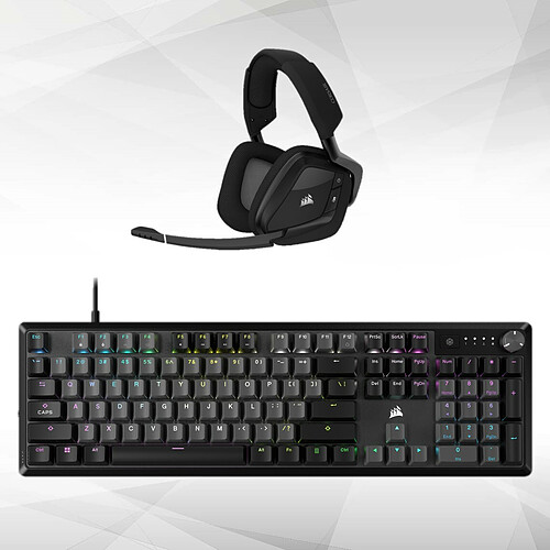 Corsair VOID Pro RGB ELITE Wireless (noir) - Sans fil + K70 CORE - Gris/RGB