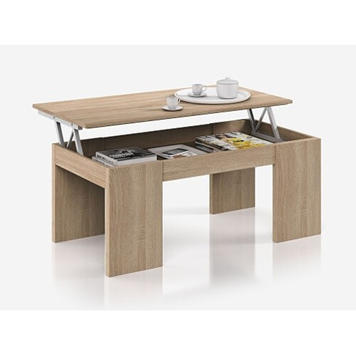 Fores Table basse à plateau relevable - Coloris chêne canadian