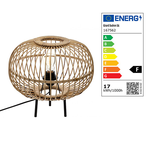 3S. x Home Lampe Boule en Bambou EADS Naturel