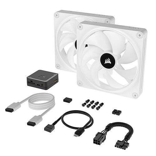 Corsair Starter Kit - iCUE LINK QX120 RGB 120mm - Blanc 