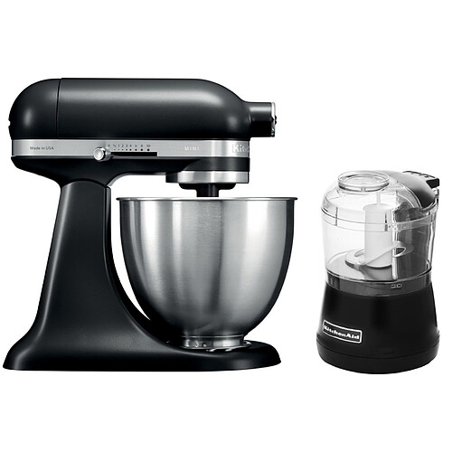 Mini robot pâtissier 3.3 litres - Noir réglisse + Hachoir Kitchenaid 5KFC3515 Noir