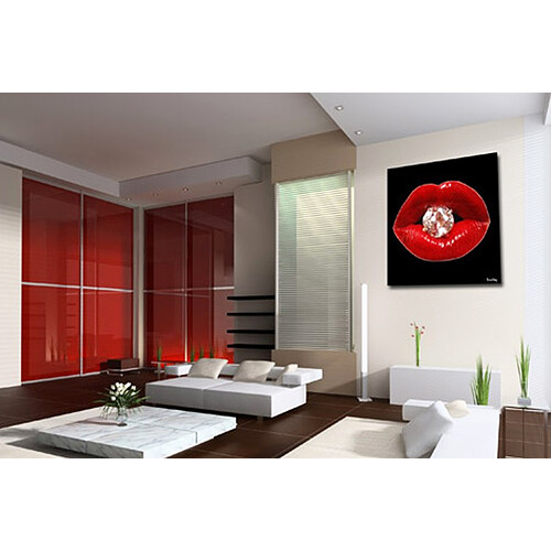 DECLIKTABLEAU Tableau pop rouge Bouche diams 60x60 cm