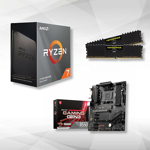 AMD Ryzen 7 5700X (3.4 GHz / 4.6 GHz) + B550 GAMING GEN3 + Vengeance LPX Series Low Profile 16 Go (2 x 8 Go) DDR4 3600 MHz CL18