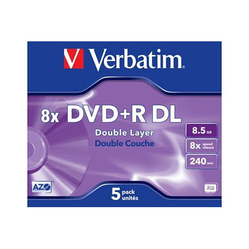 DVD vierge VERBATIM DVD+R Double 8.5GO 5PK Double layer 8x