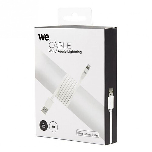 WE Câble USB/lightning plat blanc 1m