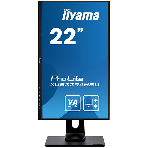 IIYAMA 21,5' ULTRA MINCE, dalle VA, 1920x1080, 250cd/m2, haut-parleurs DisplayPort, HDMI, VGA, 4ms, USB 2x2.0, pied réglable en hauteur