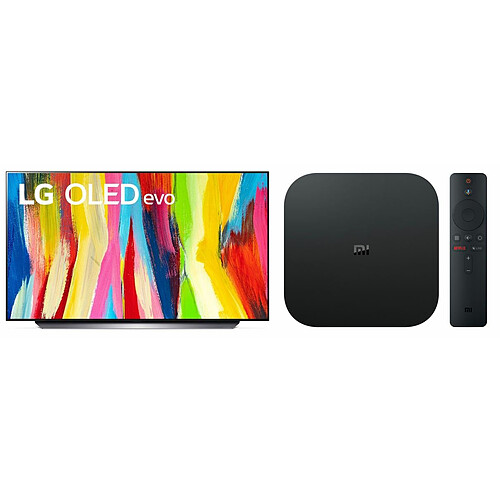 LG TV OLED 55" 139 cm - OLED55C2 - 2022 + Mi Box TV S - Passerelle multimédia 4K Android TV