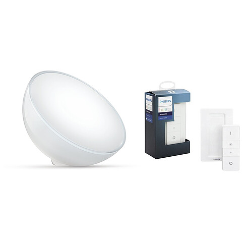 Philips Hue Kit de démarrage lampe à poser connectée Hue Go - White & Color Ambiance - Télécommande Hue Dim Switch