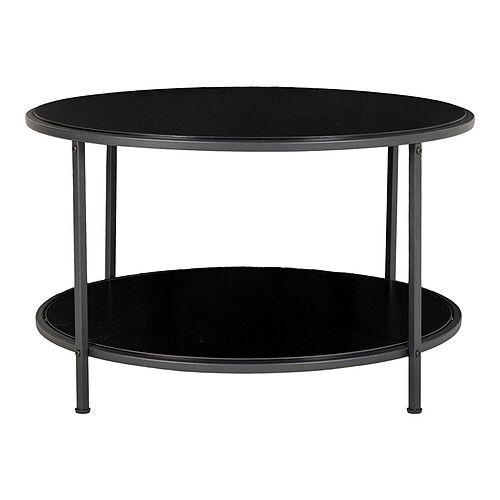 House Nordic Table Basse Ronde VITA Avec Structure Noire Et Plateaux Noirs Ø80x45 Cm