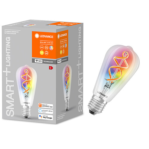 Ledvance Ampoule connectée Smart+ WiFi EDISON FIL 30W E27 - Couleur changeante
