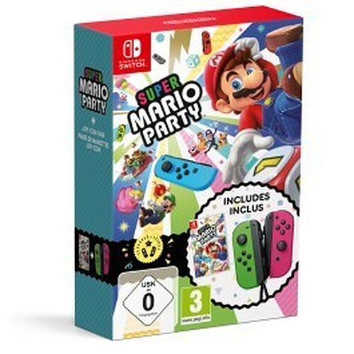 Nintendo Super Mario Party + 1 paire de Joy-Con (Vert Néon/Rose Néon)