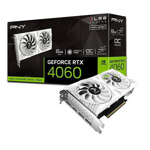 PNY GeForce RTX™ 4060 8GB XLR8 Gaming VERTO OC - Blanc