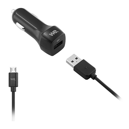 WE Chargeur Voiture Allume Cigare USB Pour Portable Samsung/Xiaomi/Oneplus/Huawei et Tout Autre Mobile Nécessitant une Charge USB 5V / 2.4A avec 1 Cable de 1.5M Torsadé - Blanc