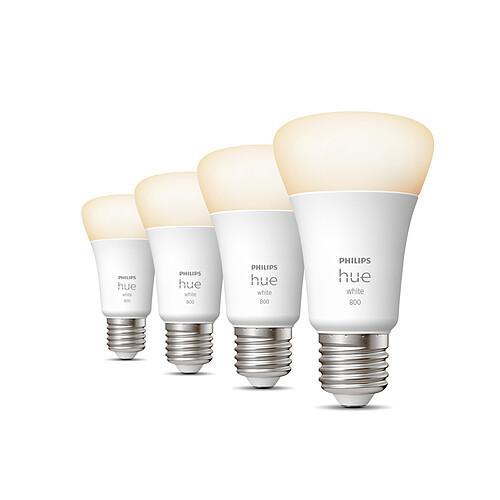 Philips Hue Pack de 4 ampoules connectées 9W A60 E27 - White