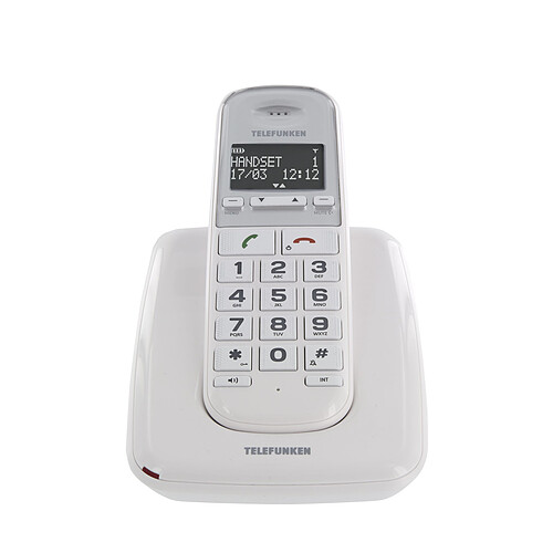 TELEFUNKEN Téléphone fixe sans fil sans répondeur TD 301 Pillow solo blanc