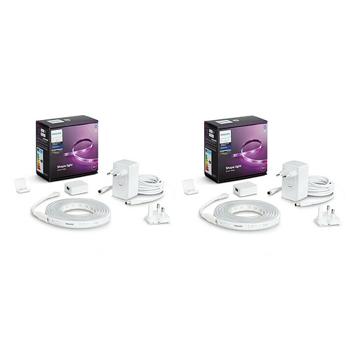 Philips Hue Lightstrip+ d'intérieur 2m avec base connectique V4 - White & Color Ambiance x2