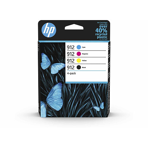 HP Pack de 4 Cartouches d'encre 912 Grande capacité CMYK Original