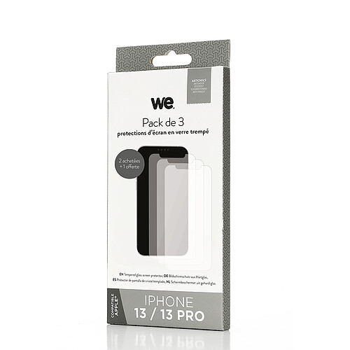 WE Pack de 3 verres Trempés pour [IPHONE 13 / 13 PRO] - Film Protection Ecran Anti-Rayures - Anti-Bulles d'Air - Ultra Résistant - Dureté 9H Glass