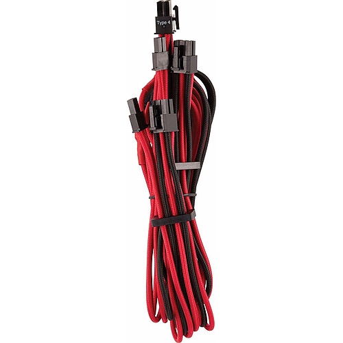 Corsair PCI-E 6+2 broches, connecteur double - 2 x 650 mm - rouge/noir