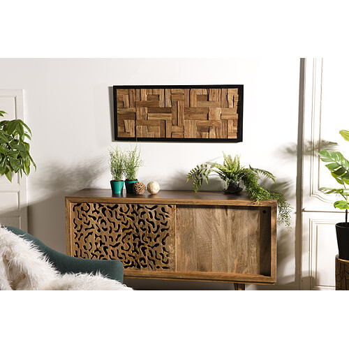 MACABANE Décoration Murale Rectangulaire Mozaïc SUZY Bois Teck Recyclé Nature