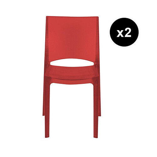 3S. x Home Lot De 2 Chaises Design Transp Rouge Fume Nilo