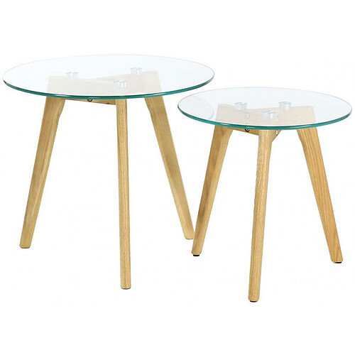 3S. x Home Lot de 2 Tables Gigognes Verre Trempé D50 VITRO