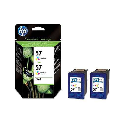 HP Pack de 2 cartouches d'encre 3 couleurs Cyan, Magenta, Jaune n°57 - C9503AE 