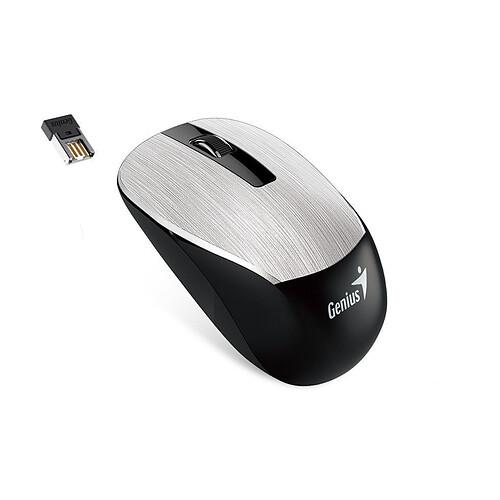 SOURIS GENIUS NX-7015 GRIS METAL EFFET BROSSE 1600DPI SANS FIL2.4 GHZ OPT USB PC/MAC