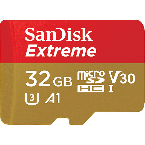 Sandisk Carte micro SD 32 Go Extreme  + SD Adaptateur + Rescue Pro Deluxe 100MB/s A1 C10 V30 UHS-I U3