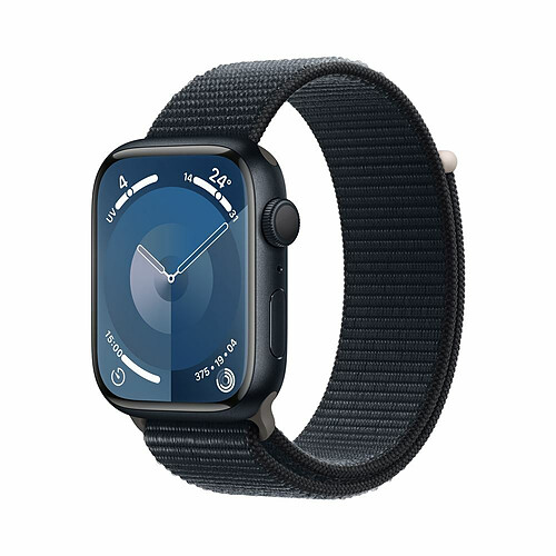 Apple Watch Series 9 GPS 45 mm Boîtier en aluminium minuit avec boucle Sport minuit