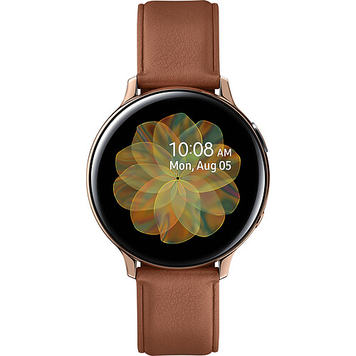 Samsung Montre connectée Mixte Galaxy Watch Active 2 SM-R820NSDAXEF - Bracelet Cuir Marron