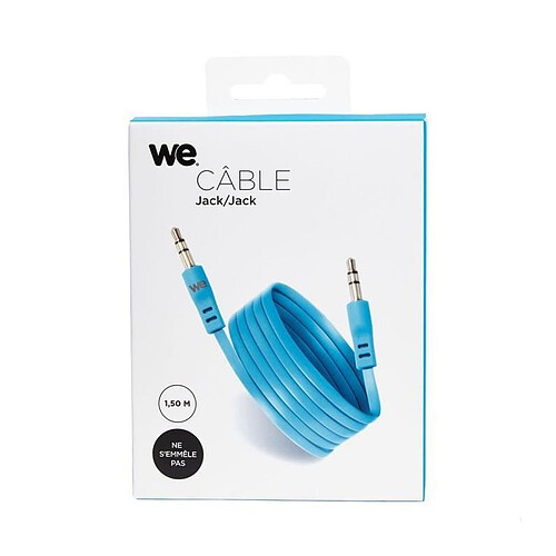 WE Câble Jack/Jack plat 1m50 bleu