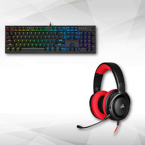 CORSAIR HS35 - Noir et Rouge + K60 RGB PRO Low Profile - Mécanique