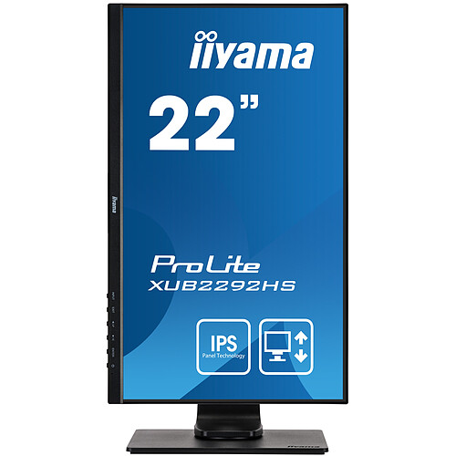 IIYAMA 21,5' ULTRA MINCE, dalle IPS, 1920x1080, 250cd/m2, haut-parleurs, DisplayPort, HDMI, VGA, 4ms, pied réglable en hauteur