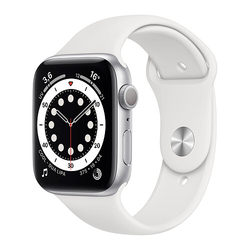 Apple Watch Series 6 - GPS - 44 - Alu Argent / Bracelet Sport Blanc - Regular · Reconditionné