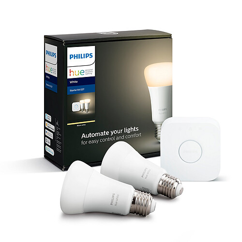 Philips Kit de démarrage 2x ampoules connectées E27 + Pont de connexion