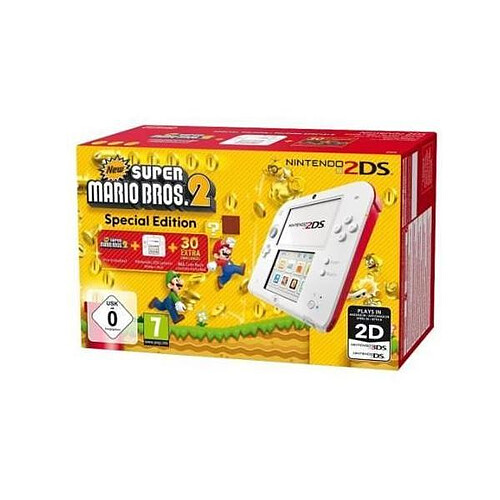 Console Nintendo 2DS Blanc + rouge + New Super Mario Bros 2