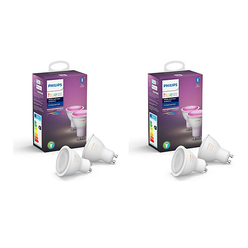 Philips Hue Pack de 4 ampoules connectées 6.5W GU10 - White & Color Ambiance