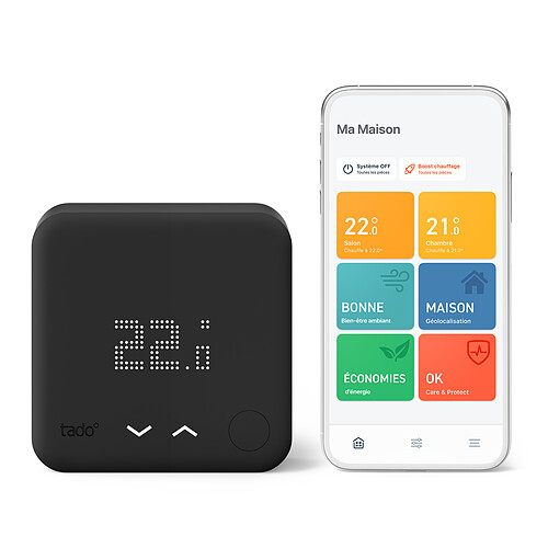 Tado Thermostat connecté et Intelligent Filaire Kit de démarrage V3+ Black Edition