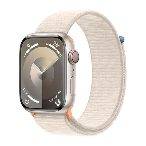 Apple Watch Series 9 GPS + Cellular 45 mm, boîtier en aluminium Stellaire avec boucle Sport Stellaire