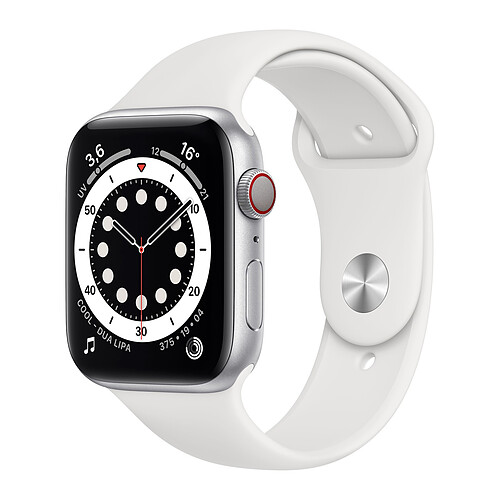 Apple Watch Series 6 - GPS+Cellular - 44 - Alu Argent / Bracelet Sport Blanc - Regular