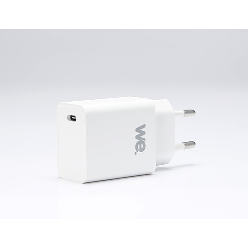 WE Bundle chargeur USB-C avec câble Chargeur 1 port USB-C 18W, PD 3.0 + 1 Câble USBC/USBC de 1 mètre blanc