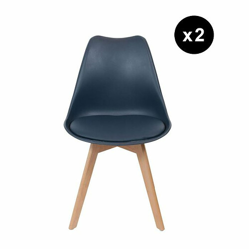 3S. x Home Lot de 2 chaises scandinaves coque rembourée - bleu