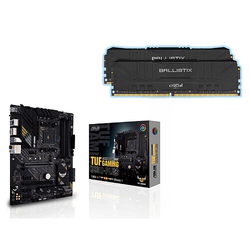 Ballistix Black 32 Go - BL2K16G32C16U4B + AMD B550-PLUS TUF GAMING - ATX