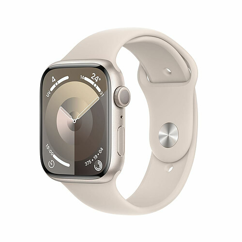 Apple Watch Series 9 GPS 45 mm Boîtier en aluminium Stellaire avec bracelet sport Stellaire - M/L